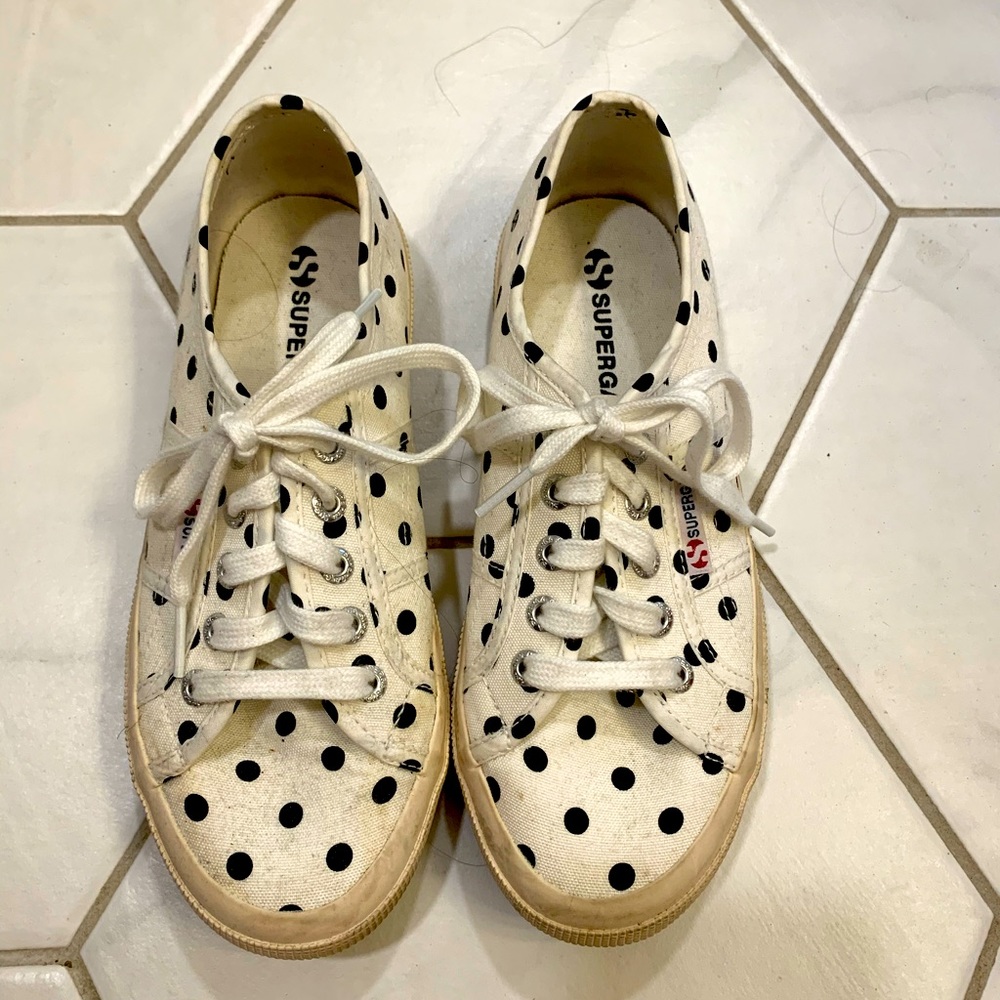 Superga polka dot short platform sneakers Sz 7 - Picture 1 of 3